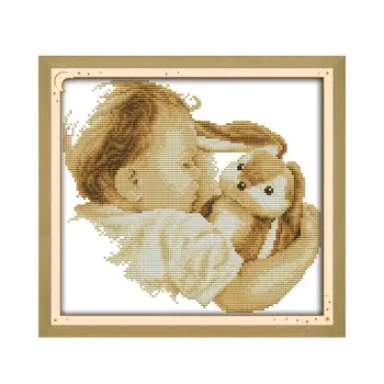 Kūdikių ir jo lėlė kryželiu rinkinys 14ct 11ct skaičius atspausdinta drobė medvilnės siūlas siūlai siuvinėjimui 