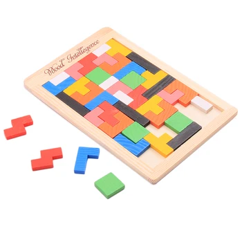 Kūdikių Mediniai Tetris, Dėlionės, Žaislų, Spalvingos Dėlionės Valdybos Vaikams, Vaikų Smegenų Kibinimas Intelektinės Švietimo Žaislai Vaikams Dovanų