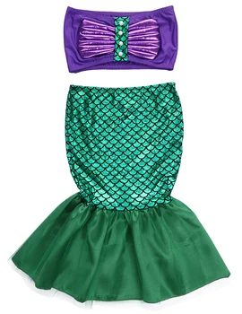 Kūdikių Mergaičių undinėlės uodega princesė arielis suknelė cosplay kostiumas vaikams girl išgalvotas žalia suknelė