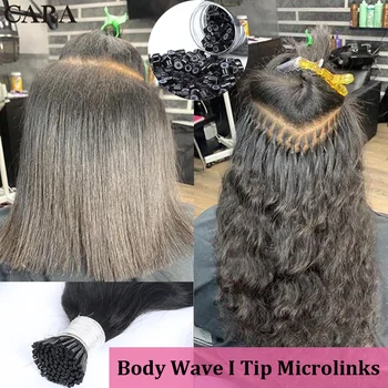 Kūno Bangų Aš Patarimas Microlinks Plaukų Priauginimas Žmogaus Plaukų Brazilijos Raw Pirmojo Spaudimo Plaukus Už Juodaodžių Moterų Birių Natūralių Spalvų Plaukai Cara