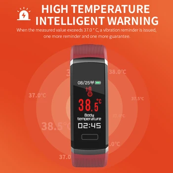 Kūno Temperatūra T6 Smart Watch Širdies ritmo Monitorius Fitneso Apyrankė tinka moterims, vyrams, Sporto Pedometer Smartwatch Black 