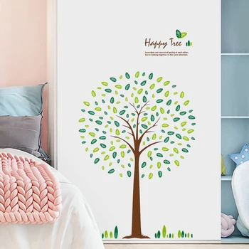 Kūrybos medžio siena lipdukas kambarį dekoruoti miegamojo puošimas žali lapai nemokamai koliažas lipdukas lipnios namų dekoro