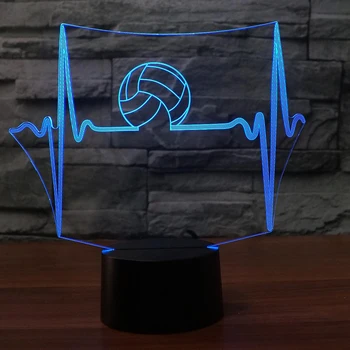 Kūrybos Tinklinio Modelio 3D Naktį Šviesa 7 Spalva Keičiasi Remote Touch Perjungti USB LED Stalo Lempa Vaikams Žaislas Dovanos