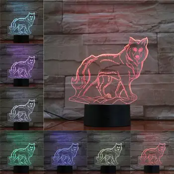 Kūrybos Wolf 3D lankstaus Nuotolinio Lempos Abstrakčiai Akrilo Lamparas Vaikams Kalėdų, Gimtadienio Dovanos Kūdikis Miega Stalo Apdailos