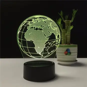 Kūrybos Žemės Rutulio Žemėlapis 3D Lempa 7 Spalvų Lovos, Miegamojo LED USB Naktį Šviesos Namuose Decoracao Kis Dovana Žaislas