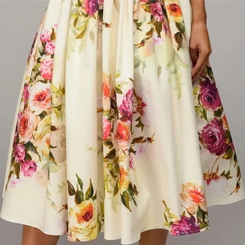 Lady Šalis Suknelė 2019 M. Vasarą, Rudenį Moterų Berankovis Gėlių Spausdinti Vestidos Elegantiškas Atsitiktinis-line Suknelė Ne Diržas