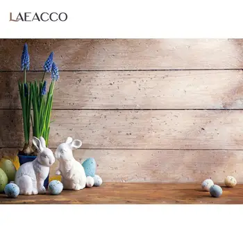 Laeacco Medžio Lenta Meno Linksmų Velykų Dieną Fotografijos Fonas Šeimos Easter Bunny Rabbit Velykų Kiaušiniai Nuotrauka Fone Photostudio