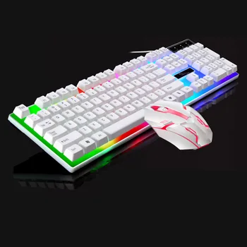 Laidinio Žaidimų Klaviatūros ir Pelės Rinkinys, spalvotu LED Apšvietimu USB Žaidimų Klaviatūra, Pelė, Nešiojamas PC Žaidėjai VH99