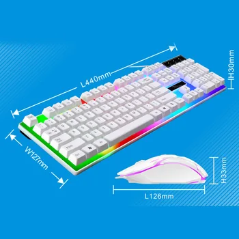 Laidinio Žaidimų Klaviatūros ir Pelės Rinkinys, spalvotu LED Apšvietimu USB Žaidimų Klaviatūra, Pelė, Nešiojamas PC Žaidėjai VH99