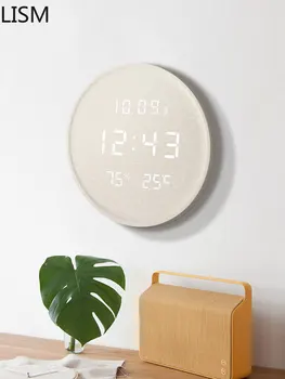 Laikrodis sieninis kambarį modernus nordic light prabangus laikrodis skaitmeninis elektroninis laikrodis kabo sieninis led akustinių naktį šviesos namų