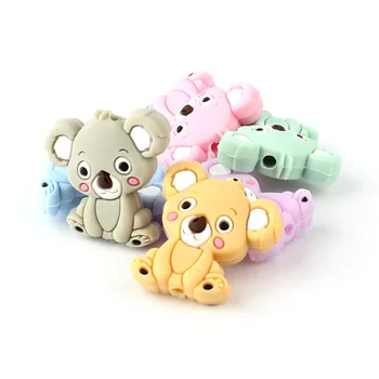 Laikyti&Augti 10vnt Koala Silikono Granulių Graužikai Kūdikių Teether Maisto kokybės Silikono Perlai Žindukas Pakabukas Baby Produktai
