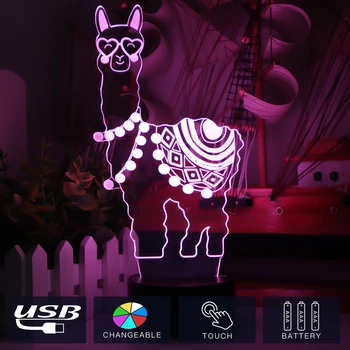 Lama 3D Naktį Lempos Alpaka Žaislas Avių Akrilo Luce Naktį Šviesos Daugiaspalvis Luminaria Abajur LED Touch Lentelė Lampen Namų Vaikams Dovanos