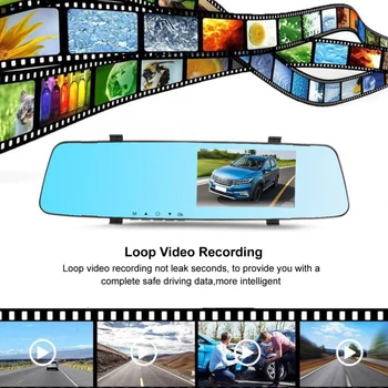 LAMJAD Naktinio Matymo Automobilių Dvr Kamera galinio vaizdo Veidrodėliai Skaitmeninis Vaizdo įrašymo įrenginys Auto vaizdo Kamera Brūkšnys Cam FHD 1080P dual len Registrato