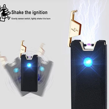 Lanko Elektros Lengvesni USB Įkrovimą, Nešiojami Vėjo Lengvesni pirštų Atspaudų Jutiklis Cinko Lydinys Galios Indikatorius Cigarečių Priedai