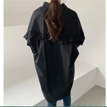 LANMREM galite išsiųsti ilgomis Rankovėmis raukiniai kratinys long sleeve black Marškinėliai moterims 2020 m. pavasario mados naujų neteisėtų prarasti viršūnes YH961