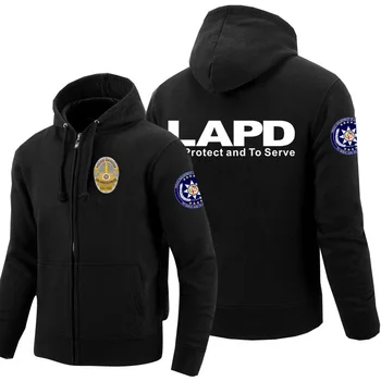 LAPD Policijos Vyrai, Palaidinės Spausdinti Los Andželo Policijos Departamento Vilnos Užtrauktukas Hoodies Žiemos Bliuzono Medvilnės Moterų Harajuku Paltai