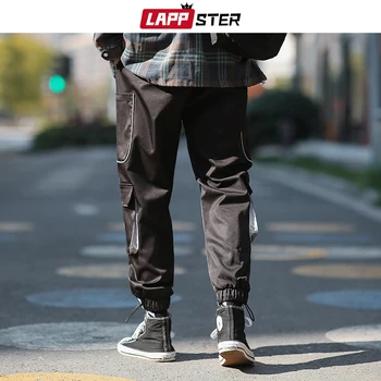 LAPPSTER Vyrų Kišenės Atsitiktinis Krovinių Kelnės 2020 M. darbo drabužiai Mens Japonijos Streetwear Juoda Sweatpants Poilsiu Hip-Hop Tactical Kelnes