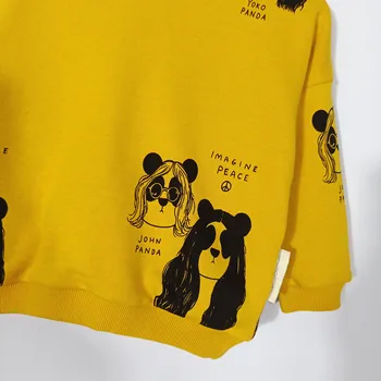 Lashojas Panda megztinis geltona grįžtamasis Ohlala laišką džemperis raudona vaikams berniukams, mergaitėms