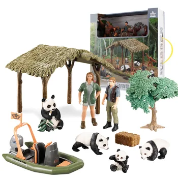 Laukinių Zoologijos sodas Didelis Farm House Serijos Gyvūnų Modelio Ūkininkas Veisėjas Corral Tvora Pašarų Liūtas, Tigras Panda Žaislai Vaikams Dovanų Berniukų Žaislas