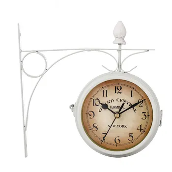 Lauko Laikiklis Laikrodis Sodo Stotis Sieninis Laikrodis Dvipusis Laikrodis Juodas/Baltas Retro Europos Stiliaus Apdaila BV789