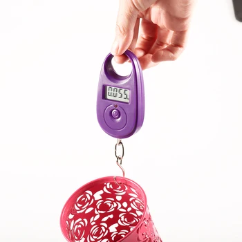 LCD Ekranas 25Kg/5g Kablio Kabinti Bagažo Žvejybos Kišenėje Masto Nešiojamasis Sveria Skaitmeninės Skalės Mini Violetinė