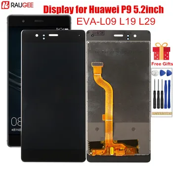 LCD Ekrano ir Huawei P9 EVA-L09 L19 29 LCD Ekranas skaitmeninis keitiklis Jutiklinio Ekrano Pakeitimas dėl 