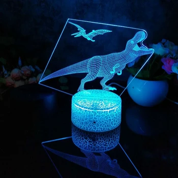 Led 3D Naktį Šviesos Dinozaurų Modelis naktinė lempa Vaiko Miegamasis Dekoro Stalo Lempos 16 Spalvos su nuotolinio