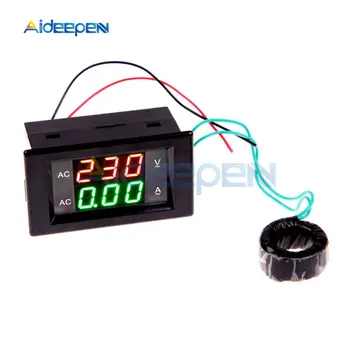 LED Digital AC Voltmeter Ammeter 80-300V 100A Elektros Energijos Skaitiklis Srovė Stebėti AC 110V, 220V Amp Voltų Srovės Matuoklis