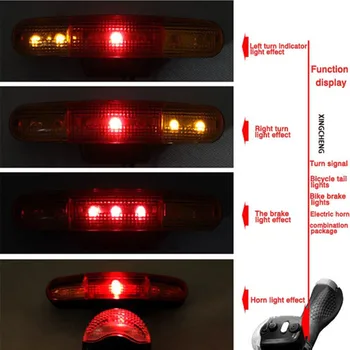 LED Dviračių Nuoma Posūkio Signalo Krypties Stabdžių Šviesos Lempos 8 garso Ragų MTB Priekiniai Galiniai Žibintai Dviračių Krypties Stabdžių Žibintai 911