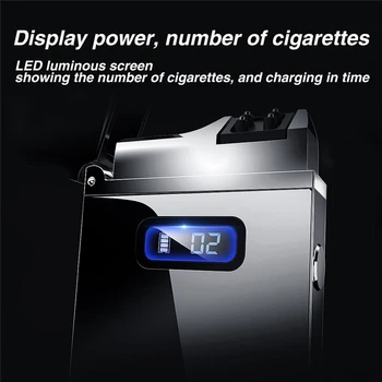 LED Ekranas Cigarečių Degiklio Apmokestinimo Elektrinių Lengvesni Vėjo USB Elektroninis Žiebtuvėlis plazminius Lengvesni Dalykėlių Vyrų Dovana