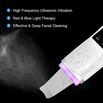 LED Fotonų Terapijos Ultragarsinis Veido Odos Skruberis Švaresnis Jonų Spuogai Blackhead Lako Valiklį, Veido Massager, Odos Atjauninimas