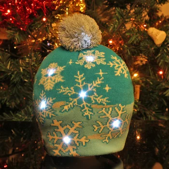 LED Kalėdų Skrybėlę Megztinis Megztas Beanie Kalėdų Šviesos Iki Kepurės Kalėdų Dovana Vaikams Suaugusiųjų Kalėdos 2021 naujieji Metai Apdaila