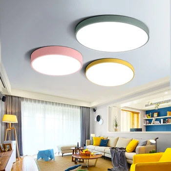 LED Lubų Šviesos Ultra-plonas 5CM LED Šiuolaikinės Paprasta Lempa Rožinė Geltona Žalia Apvalios Gyvenimo Kambario, Miegamasis Fojė, Valgomasis