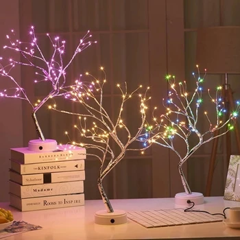 LED Nakties Šviesos Kalėdų Medžio, Vario Viela, Garliava Lempa Namų Miegamojo Puošimas Pasakų Žibintai Šviesulys Atostogų apšvietimas