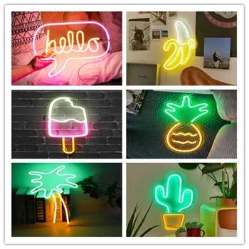 LED Neon Multi-Colored Vaivorykštė Sienos Ženklas, Kietas Šviesos Sienos Meno Miegamasis Papuošalų, Namų Aksesuarai Šaliai ir Atostogų USB Laidas