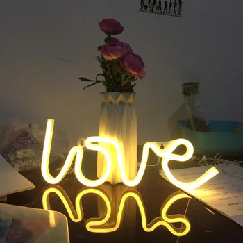 LED Neoninės Šviesos, Meilės, Valentino Pasiūlymas Vestuves Apdailos Vaivorykštė Kabinti Naktį Lempa Namuose Šalis Gimtadienio Dekoras
