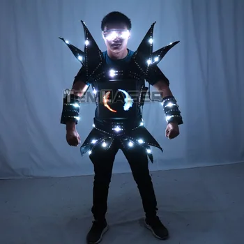 LED Robotas Ekranas Kostiumai Partijos Veiklos Nešioja Šarvus Kostiumas Spalvinga Šviesos Veidrodis Aprengti Klubo Paroda Apranga, Šalmai, Diskoteka