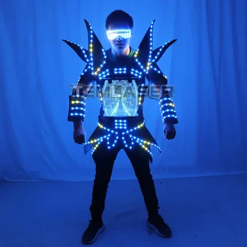 LED Robotas Ekranas Kostiumai Partijos Veiklos Nešioja Šarvus Kostiumas Spalvinga Šviesos Veidrodis Aprengti Klubo Paroda Apranga, Šalmai, Diskoteka
