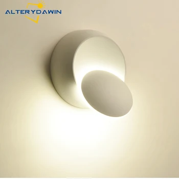 LED Siena Šviesos 360 Laipsnių sukimosi reguliuojamas naktiniai žibintai balta Juoda kūrybos sienos lempos Juoda moderni praėjimo turas patalpų lempos