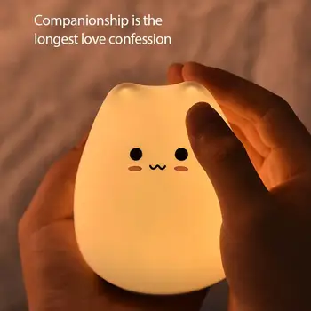 LED Slicone Animacinių filmų Nakties Šviesos Mažai Cute Kačių Papuošti Lempos Soft Touch 