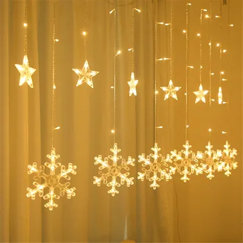 LED Užuolaidos, Šviesos, Lauko Kalėdų AC220V Snaigės Star mėnulis Užuolaidų String Žibintai Vandeniui Vestuvių Šventės Dekoras Apšvietimas