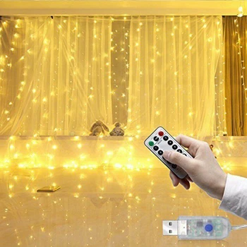 LED Užuolaidų string žibintai USB Power Nuotolinio Valdymo Užuolaidų Pasakų Žibintai Kalėdinė Girlianda Šviesos Šalis, Sodo Namų Vestuvių Dekoras