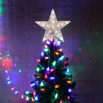 LED Šviesos Iki Kalėdų Eglutė Topper Žvaigždė Kalėdų Medžio Star Ornament Estrelinhas Adornos De Navidad Ieva Papuošalai aksesuaras