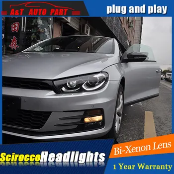 LED Žibintai, automobilių stilius VW Scirocco 1.4 T 2.0 T led žibintų 2009-2017 už Scirocco H7 hid Bi-Xenon Objektyvas angel eye artimąsias