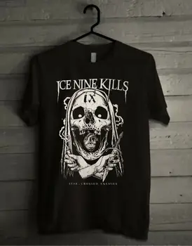 Ledo Devynių Žudo Star Kirto Priešų Metalo Grupė Black Mens Marškinėlius Naujas