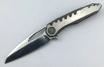LEMIFSHE MK6 Flipper sulankstomas peilis VG10 Damasko plieno peilis su titano lydinio rankena (kempingas, lauko virtuvės įrankiai, EDC įrankis