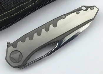 LEMIFSHE MK6 Flipper sulankstomas peilis VG10 Damasko plieno peilis su titano lydinio rankena (kempingas, lauko virtuvės įrankiai, EDC įrankis