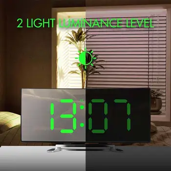 Lenktas Elektroninis Žadintuvas Skaitmeninis LED Didelis Ekranas, Stalo Laikrodis Vaikams Miegamasis Didelio Stalo Laikrodis