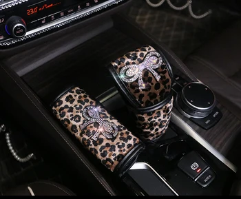 Leopardas Spausdinti Universalus Pavarų Perjungimo Jungiklis rankinio stabdžio saugos Diržų Padengti rinkinį Mergaitėms Automobilių Stiliaus vairas 38cm Priedai