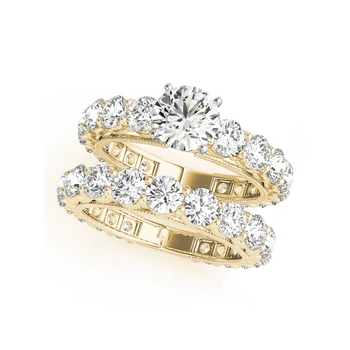 LESF Prabanga 1ct Turas Supjaustyti vestuvinis žiedas Rinkiniai moterims 4 Šakės, 925 Sterlingas sidabro sona akmens vestuviniai žiedai Nemokamas Pristatymas